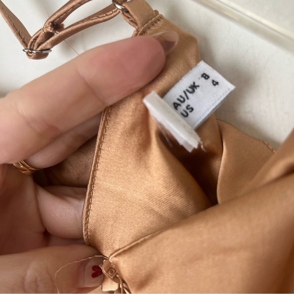 Petal & Pup Luella Gold Satin One Shoulder Maxi Dress 4 - Picture 9 of 12